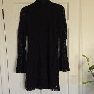 INC International Concepts Black Lace Long-Sleeve Mini Dress